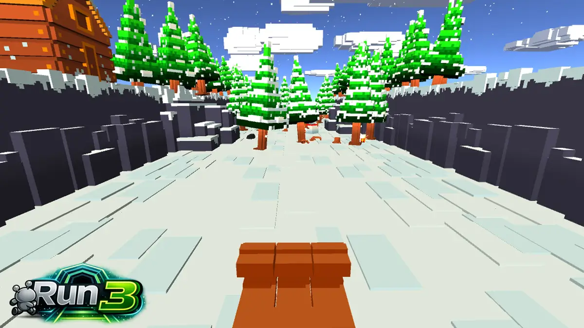 Snow Road gameplay screenshot showing snowy slope and sled obstacles